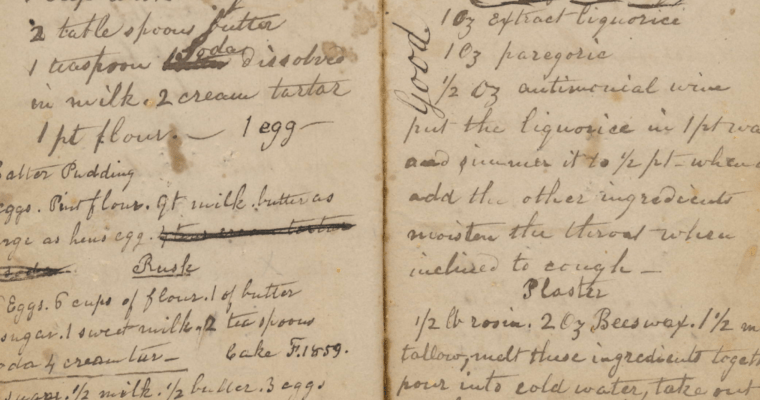 Medical Recipes from a mid-19th century Grandmother’s diary